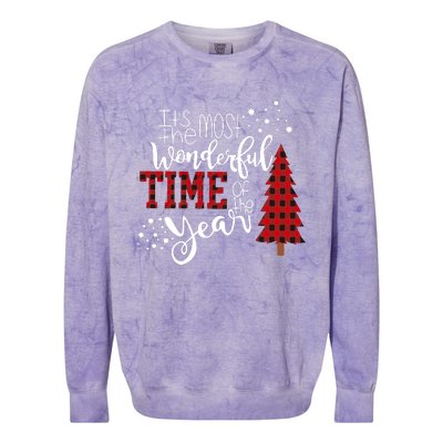 Its The Most Wonderful Time Of The Year Christmas Tree Plaid Colorblast Crewneck Sweatshirt