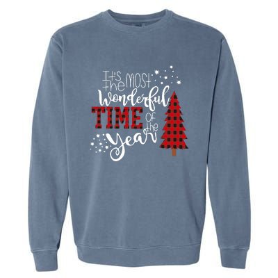 Its The Most Wonderful Time Of The Year Christmas Tree Plaid Garment-Dyed Sweatshirt