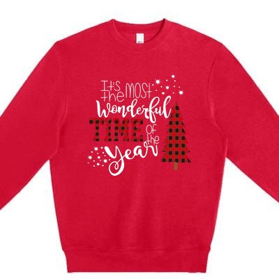 Its The Most Wonderful Time Of The Year Christmas Tree Plaid Premium Crewneck Sweatshirt