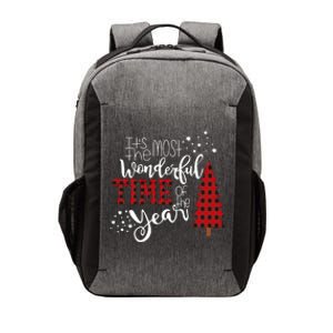 Its The Most Wonderful Time Of The Year Christmas Tree Plaid Vector Backpack