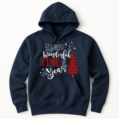 Its The Most Wonderful Time Of The Year Christmas Tree Plaid Hoodie