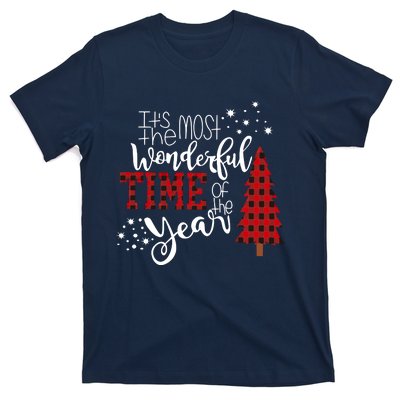 Its The Most Wonderful Time Of The Year Christmas Tree Plaid T-Shirt