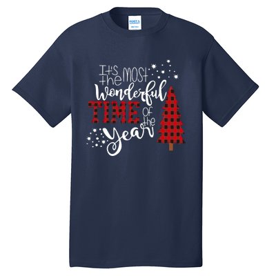 Its The Most Wonderful Time Of The Year Christmas Tree Plaid Tall T-Shirt