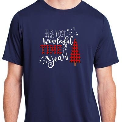 Its The Most Wonderful Time Of The Year Christmas Tree Plaid Adult ChromaSoft Performance T-Shirt