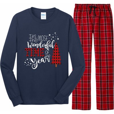 Its The Most Wonderful Time Of The Year Christmas Tree Plaid Long Sleeve Pajama Set