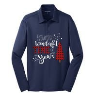 Its The Most Wonderful Time Of The Year Christmas Tree Plaid Silk Touch Performance Long Sleeve Polo