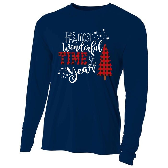 Its The Most Wonderful Time Of The Year Christmas Tree Plaid Cooling Performance Long Sleeve Crew