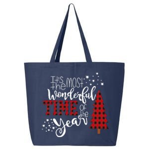 Its The Most Wonderful Time Of The Year Christmas Tree Plaid 25L Jumbo Tote