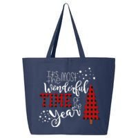 Its The Most Wonderful Time Of The Year Christmas Tree Plaid 25L Jumbo Tote