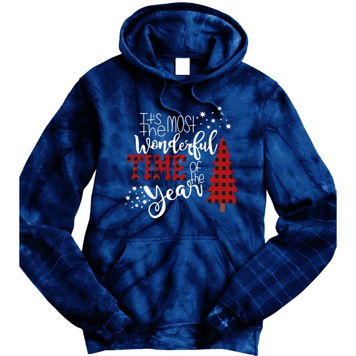 Its The Most Wonderful Time Of The Year Christmas Tree Plaid Tie Dye Hoodie