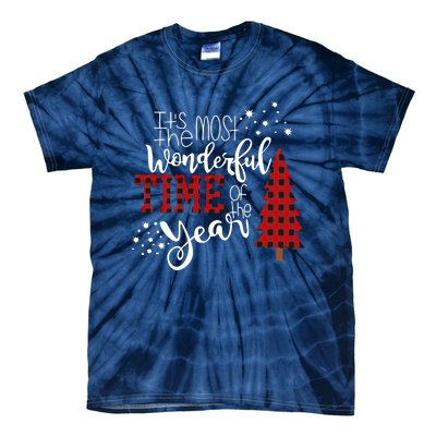 Its The Most Wonderful Time Of The Year Christmas Tree Plaid Tie-Dye T-Shirt