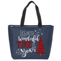 Its The Most Wonderful Time Of The Year Christmas Tree Plaid Zip Tote Bag