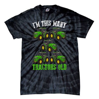 IM This Many Tractors Old 5th Birthday 5 Years Old Boy Tie-Dye T-Shirt