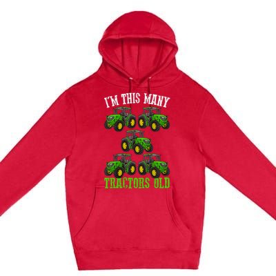 IM This Many Tractors Old 5th Birthday 5 Years Old Boy Premium Pullover Hoodie