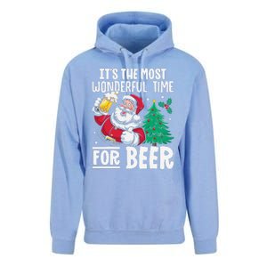 ItS The Most Wonderful Time For Beer Santa Christmas Unisex Surf Hoodie