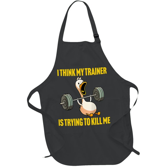 I Think My Trainer Is Trying To Kill Me Funny Workout Gym Apron