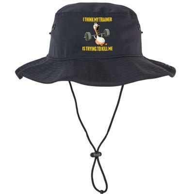 I Think My Trainer Is Trying To Kill Me Funny Workout Gym Bucket Hat