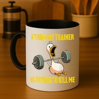 I Think My Trainer Is Trying To Kill Me Funny Workout Gym Mug