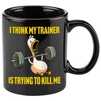 I Think My Trainer Is Trying To Kill Me Funny Workout Gym 11oz C Handle Ceramic Mug