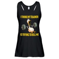 I Think My Trainer Is Trying To Kill Me Funny Workout Gym Ladies Essential Flowy Tank