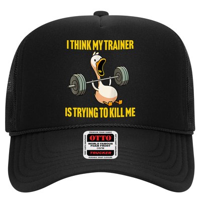I Think My Trainer Is Trying To Kill Me Funny Workout Gym Hat