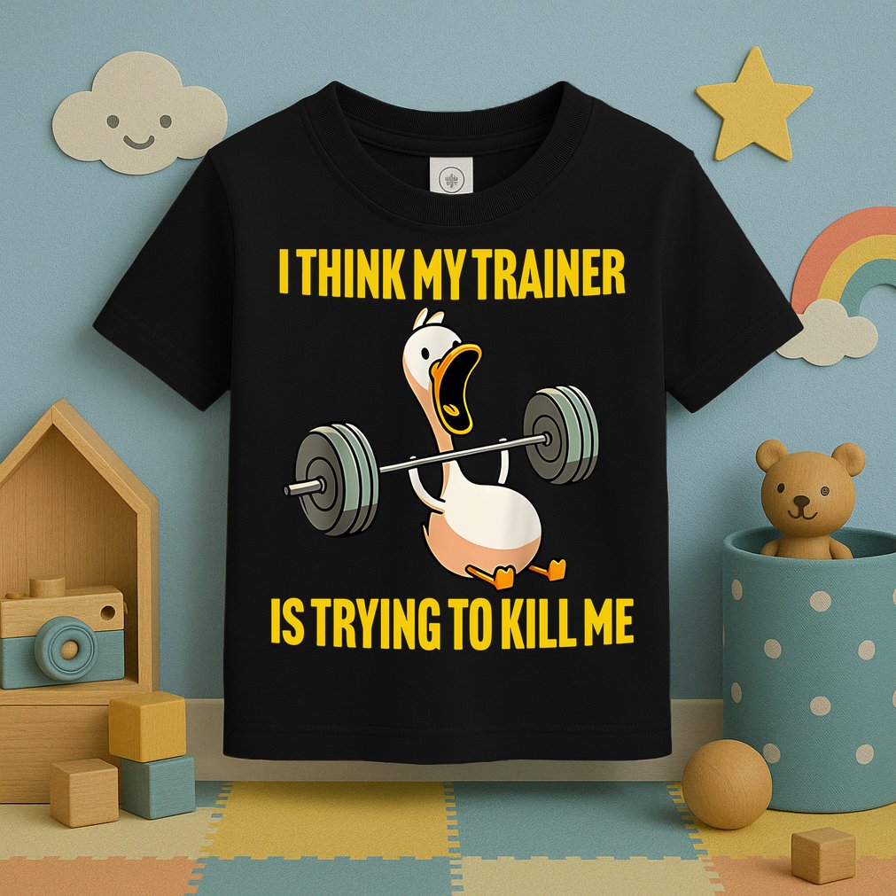 I Think My Trainer Is Trying To Kill Me Funny Workout Gym Toddler T-Shirt