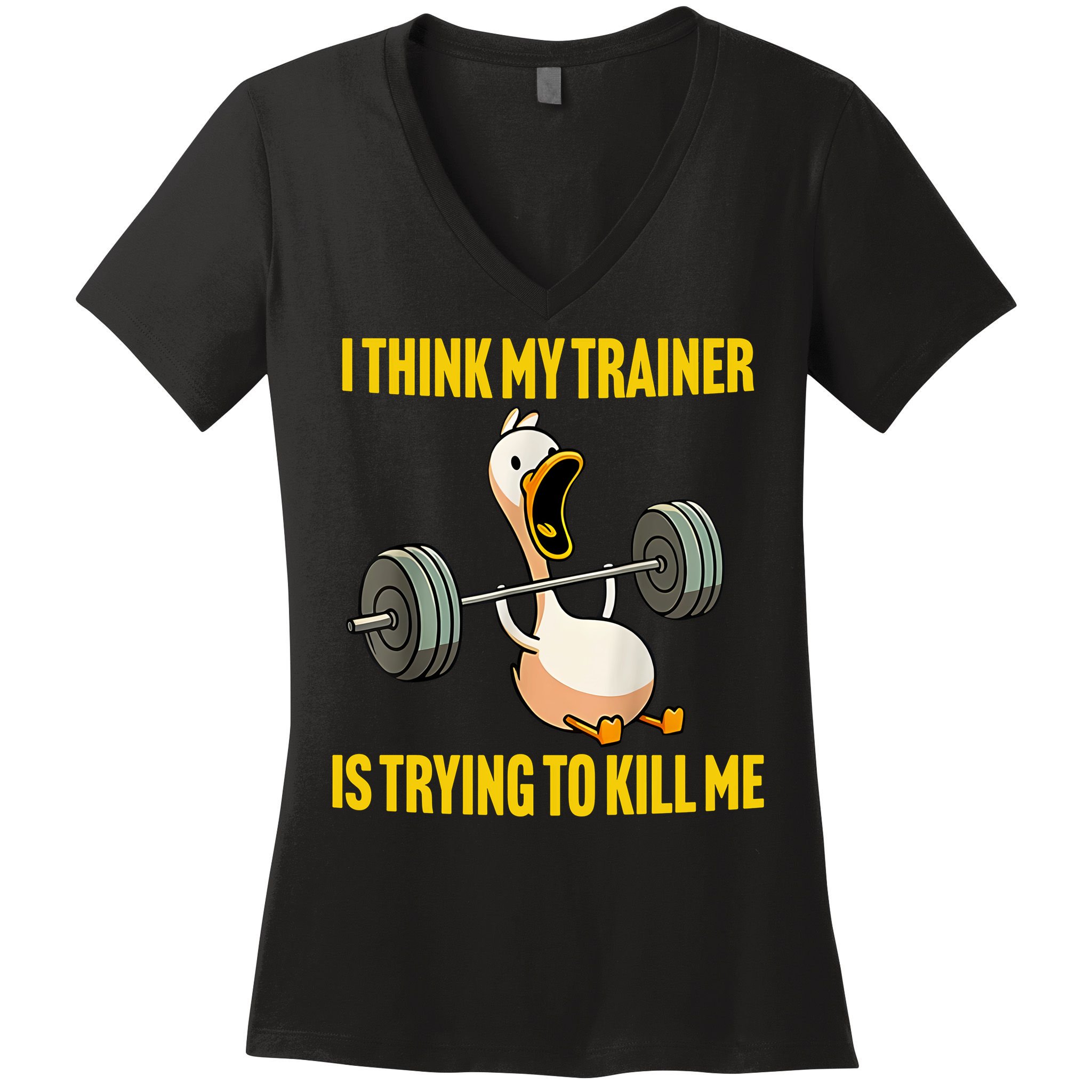 I Think My Trainer Is Trying To Kill Me Funny Workout Gym Women's V-Neck T-Shirt