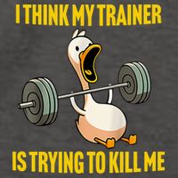 I Think My Trainer Is Trying To Kill Me Funny Workout Gym Vector Backpack