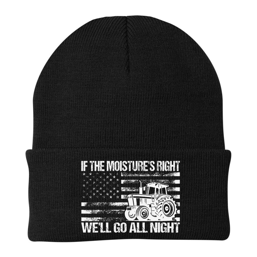 If The MoistureS Right WeLl Go All Night Vintage Usa Flag Beanie