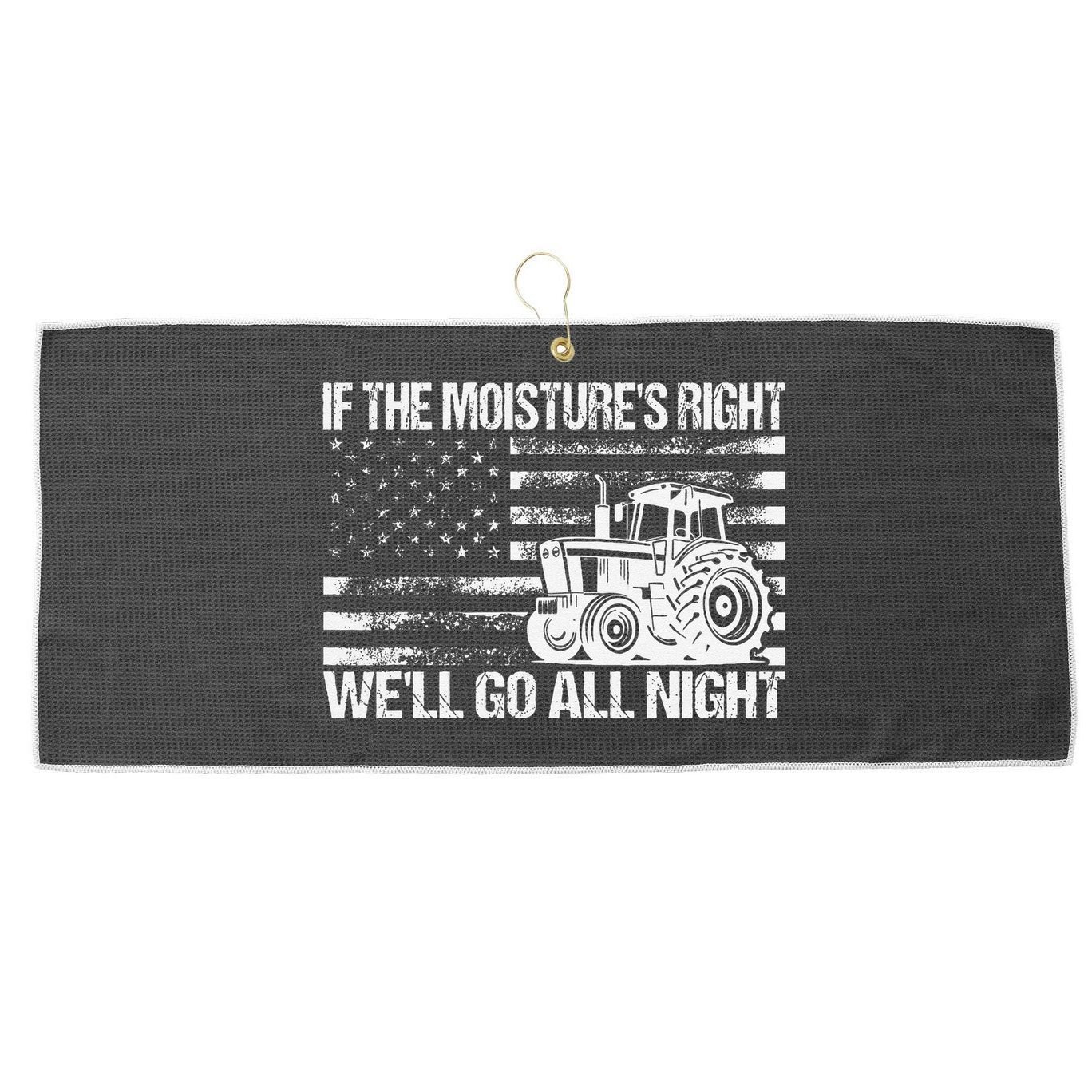 If The MoistureS Right WeLl Go All Night Vintage Usa Flag Large Microfiber Waffle Golf Towel