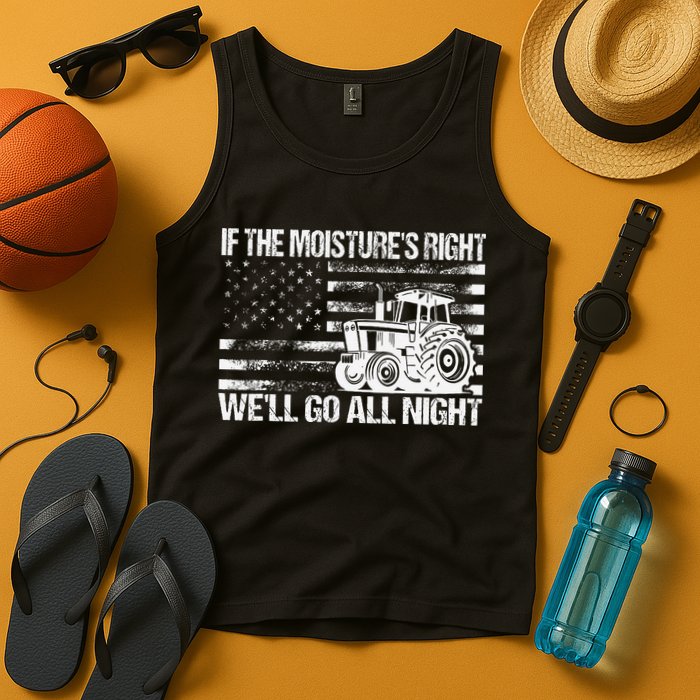 If The MoistureS Right WeLl Go All Night Vintage Usa Flag Tank Top