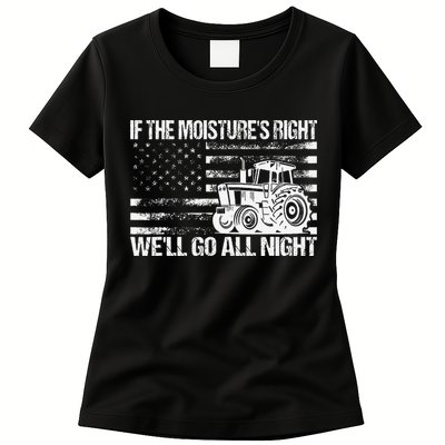 If The MoistureS Right WeLl Go All Night Vintage Usa Flag Womens T-Shirt