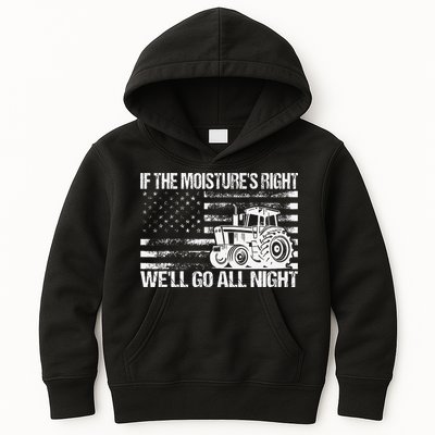 If The MoistureS Right WeLl Go All Night Vintage Usa Flag Kids Hoodie