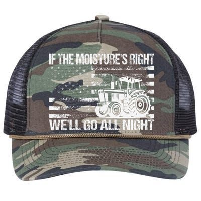 If The MoistureS Right WeLl Go All Night Vintage Usa Flag Retro Rope Trucker Hat Cap