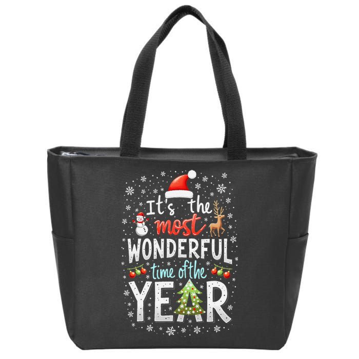 ItS The Most Wonderful Time Of The Year Xmas Christmas Tree Zip Tote Bag