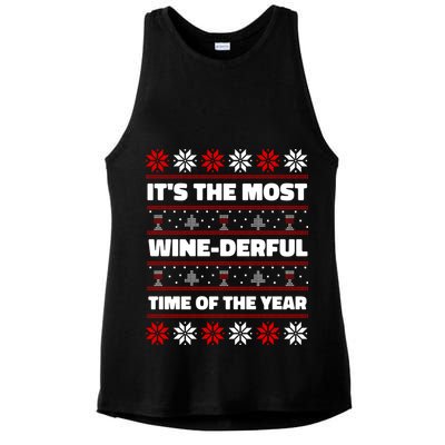 It's The Most WineDerful Time Of The Year Fun Ugly Christmas Ladies PosiCharge Tri-Blend Wicking Tank