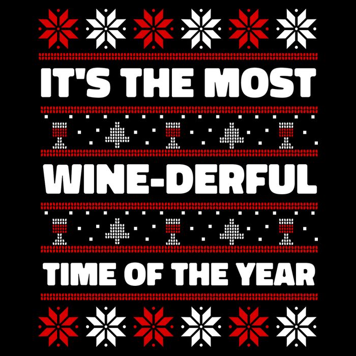 It's The Most WineDerful Time Of The Year Fun Ugly Christmas Full-Length Apron With Pockets