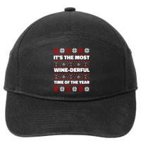 It's The Most WineDerful Time Of The Year Fun Ugly Christmas 7-Panel Snapback Hat