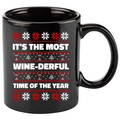 It's The Most WineDerful Time Of The Year Fun Ugly Christmas 11oz C Handle Ceramic Mug