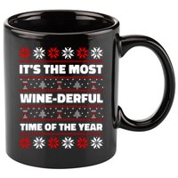 It's The Most WineDerful Time Of The Year Fun Ugly Christmas 11oz C Handle Ceramic Mug