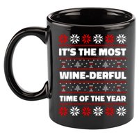 It's The Most WineDerful Time Of The Year Fun Ugly Christmas 11oz C Handle Ceramic Mug