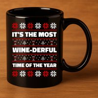 It's The Most WineDerful Time Of The Year Fun Ugly Christmas 11oz C Handle Ceramic Mug