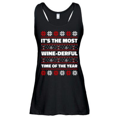 It's The Most WineDerful Time Of The Year Fun Ugly Christmas Ladies Essential Flowy Tank
