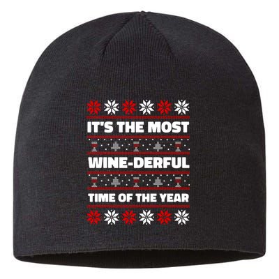 It's The Most WineDerful Time Of The Year Fun Ugly Christmas Sustainable Beanie