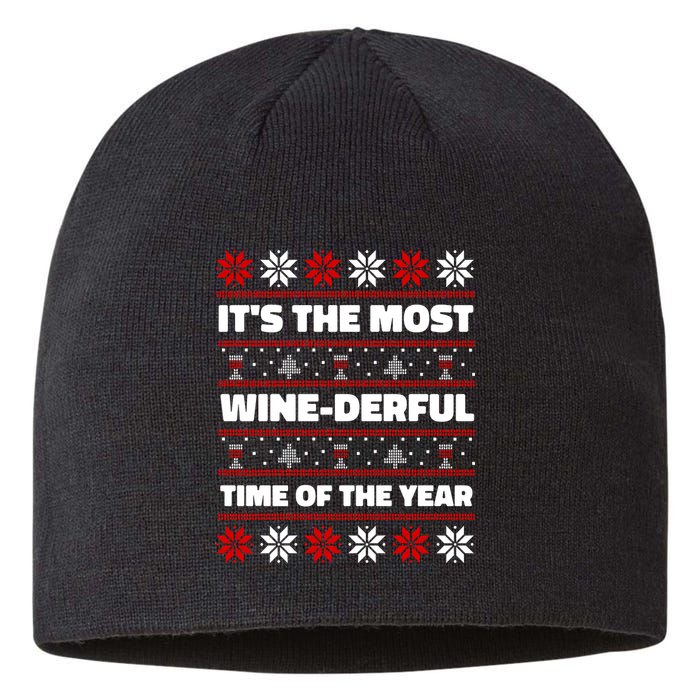 It's The Most WineDerful Time Of The Year Fun Ugly Christmas Sustainable Beanie