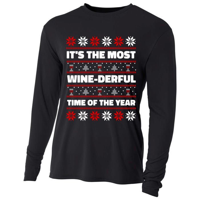 It's The Most WineDerful Time Of The Year Fun Ugly Christmas Cooling Performance Long Sleeve Crew
