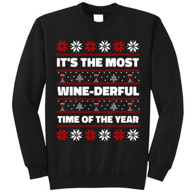 It's The Most WineDerful Time Of The Year Fun Ugly Christmas Tall Sweatshirt