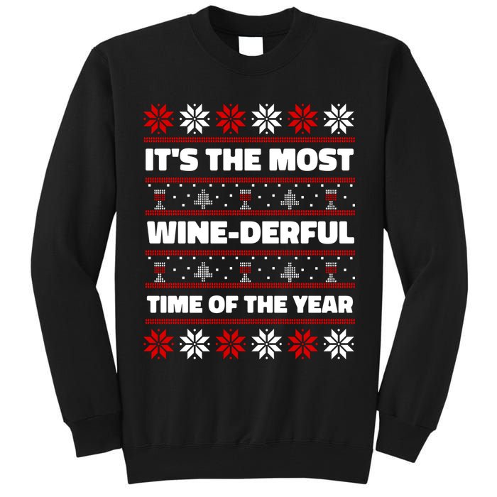 It's The Most WineDerful Time Of The Year Fun Ugly Christmas Tall Sweatshirt