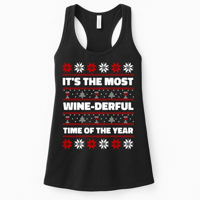 It's The Most WineDerful Time Of The Year Fun Ugly Christmas Womens Tank Top