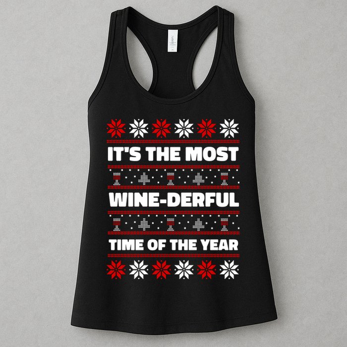It's The Most WineDerful Time Of The Year Fun Ugly Christmas Womens Tank Top